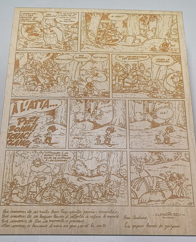 Gravure sur bois bande dessinée